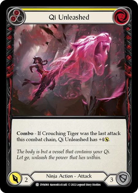 (DYN060) Flesh & Blood TCG Dynasty Single: Qi Unleashed (Yellow) (Rainbow Foil)  Common