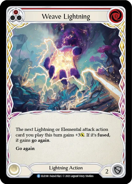 (ELE180) Flesh & Blood TCG Tales of Aria - First Single: Weave Lightning (Red) (Rainbow Foil)  Rare