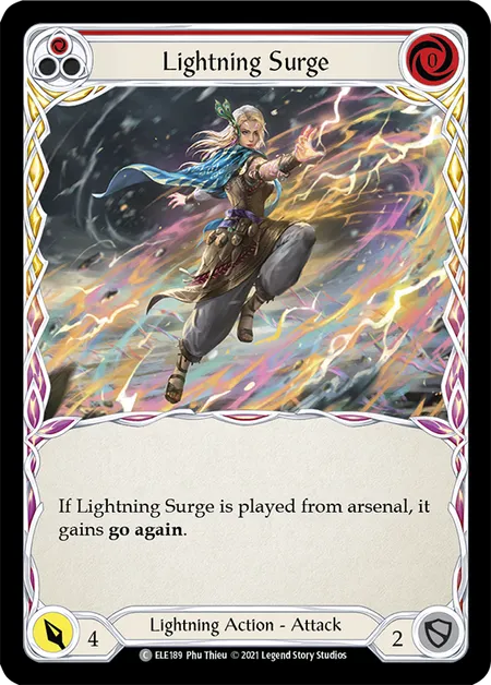 (ELE189) Flesh & Blood TCG Tales of Aria - First Single: Lightning Surge (Red) (Rainbow Foil)  Common