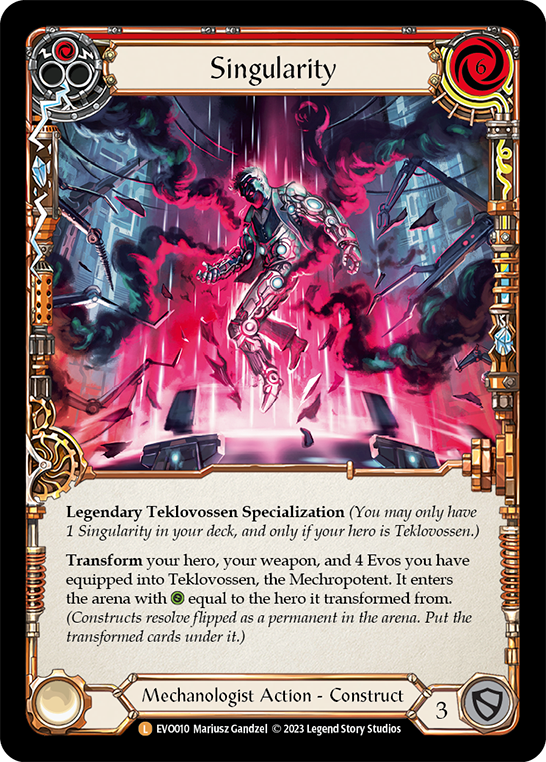 (EVO010) Flesh & Blood TCG Bright Lights Single: Singularity // Teklovossen, the Mechropotent (Regular)  Legendary