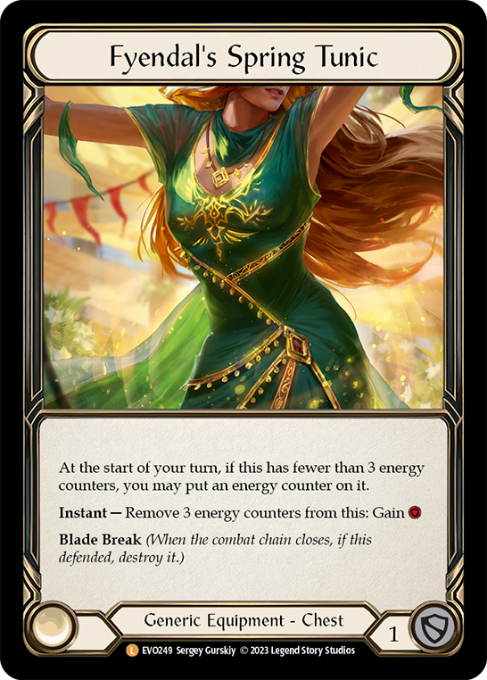 (EVO249) Flesh & Blood TCG Bright Lights Single: Fyendal's Spring Tunic (Regular)  Legendary