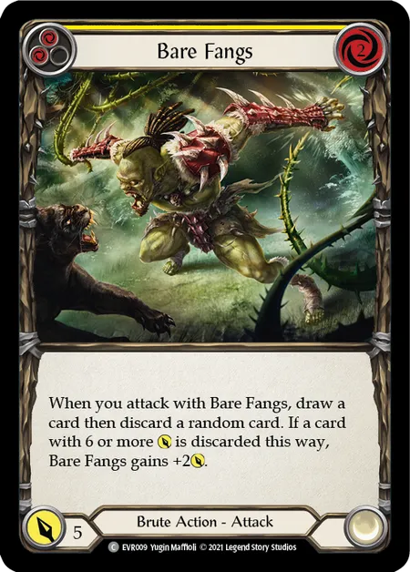 (EVR009) Flesh & Blood TCG Everfest - First Single: Bare Fangs (Yellow) (Rainbow Foil)  Common