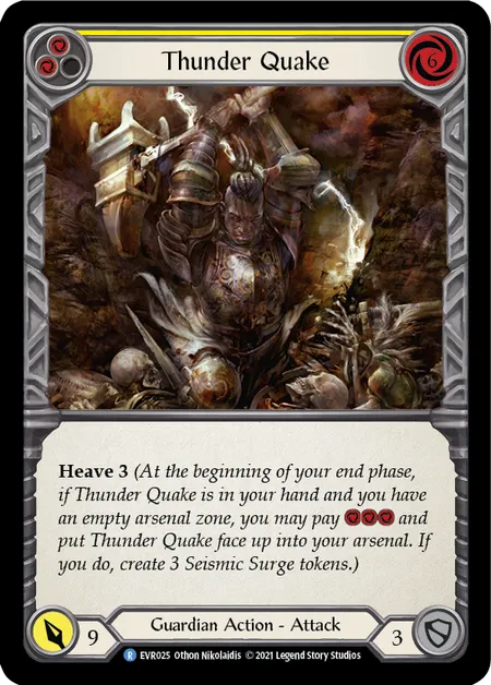 (EVR025) Flesh & Blood TCG Everfest - First Single: Thunder Quake (Yellow) (Extended Art Rainbow Foil)  Rare