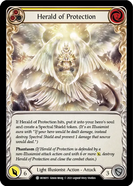 (MON015) Flesh & Blood TCG Monarch - First Single: Herald of Protection (Yellow) (Rainbow Foil)  Common