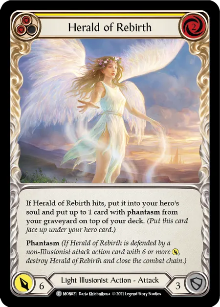 (MON021) Flesh & Blood TCG Monarch - First Single: Herald of Rebirth (Yellow) (Rainbow Foil)  Common