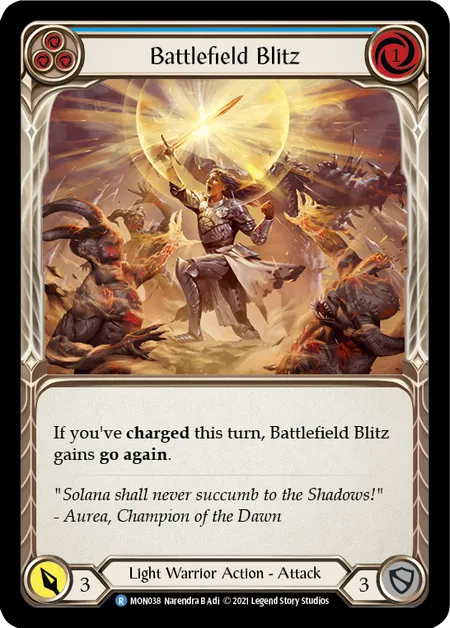 (MON038) Flesh & Blood TCG Monarch - First Single: Battlefield Blitz (Blue) (Rainbow Foil)  Rare