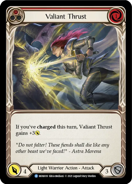 (MON039) Flesh & Blood TCG Monarch - First Single: Valiant Thrust (Red) (Rainbow Foil)  Rare