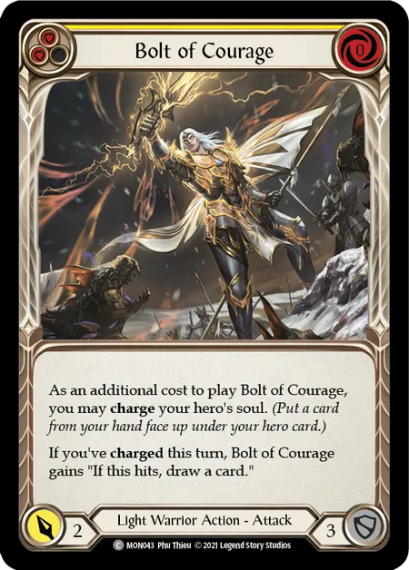 (MON043) Flesh & Blood TCG Monarch - First Single: Bolt of Courage (Yellow) (Regular)  Common