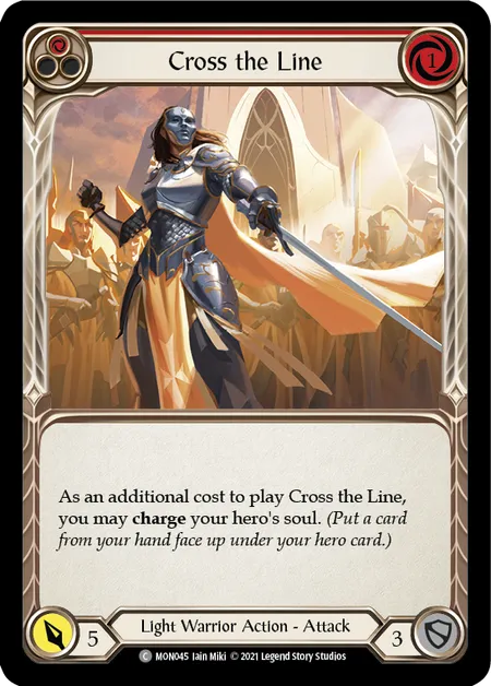 (MON045) Flesh & Blood TCG Monarch - First Single: Cross the Line (Red) (Rainbow Foil)  Common