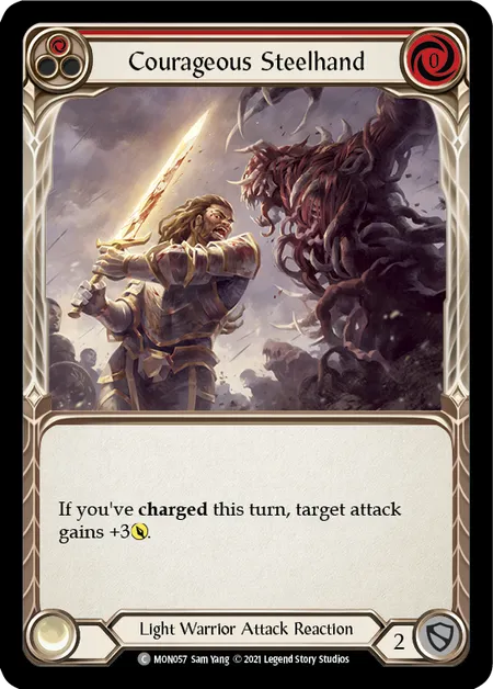 (MON057) Flesh & Blood TCG Monarch - First Single: Courageous Steelhand (Red) (Regular)  Common