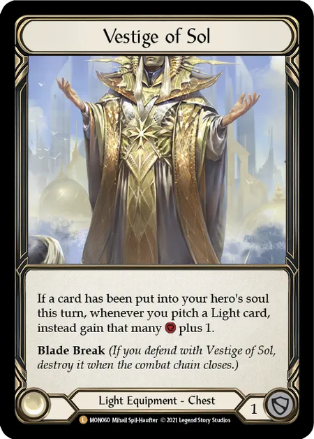 (MON060) Flesh & Blood TCG Monarch - First Single: Vestige of Sol (Cold Foil)  Legendary