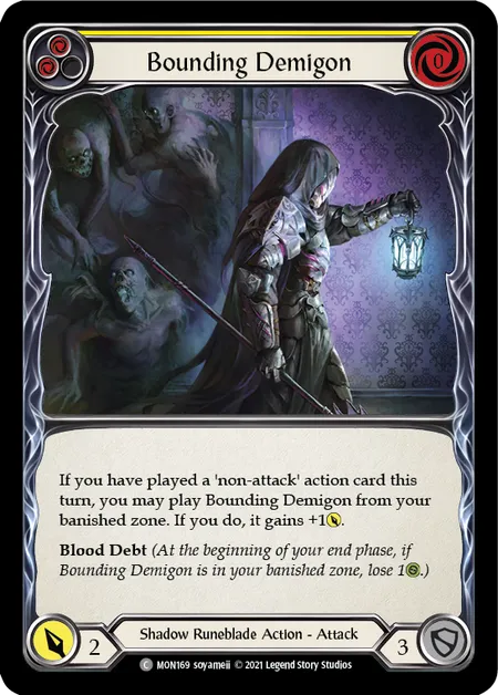 (MON169) Flesh & Blood TCG Monarch - First Single: Bounding Demigon (Yellow) (Regular)  Common