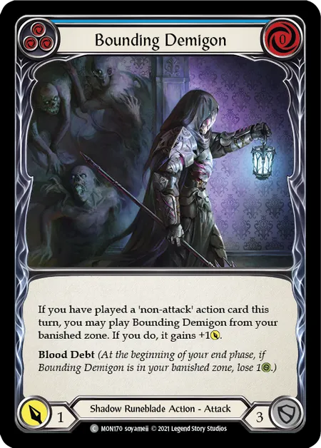 (MON170) Flesh & Blood TCG Monarch - First Single: Bounding Demigon (Blue) (Regular)  Common