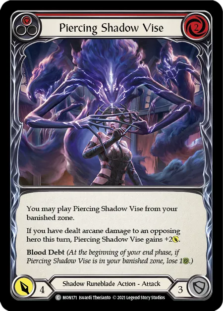 (MON171) Flesh & Blood TCG Monarch - First Single: Piercing Shadow Vise (Red) (Rainbow Foil)  Common