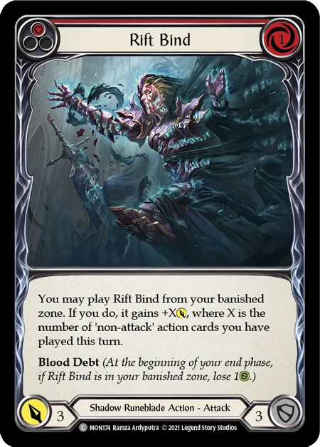 (MON174) Flesh & Blood TCG Monarch - First Single: Rift Bind (Red) (Rainbow Foil)  Common