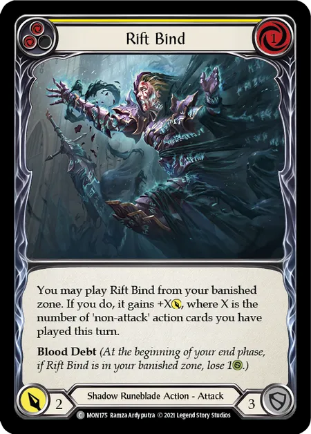 (MON175) Flesh & Blood TCG Monarch - First Single: Rift Bind (Yellow) (Rainbow Foil)  Common