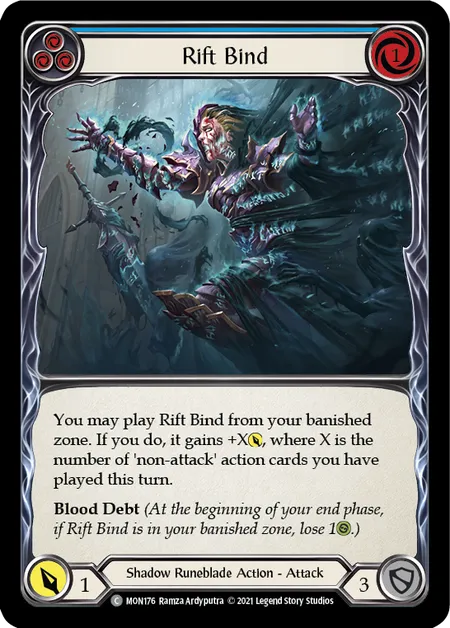 (MON176) Flesh & Blood TCG Monarch - First Single: Rift Bind (Blue) (Rainbow Foil)  Common