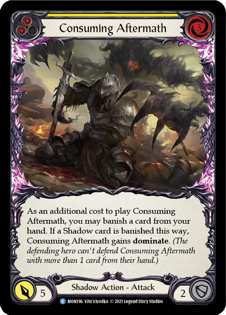 (MON196) Flesh & Blood TCG Monarch - First Single: Consuming Aftermath (Yellow) (Rainbow Foil)  Rare