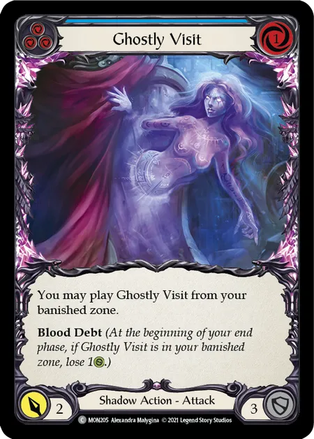 (MON205) Flesh & Blood TCG Monarch - First Single: Ghostly Visit (Blue) (Rainbow Foil)  Common