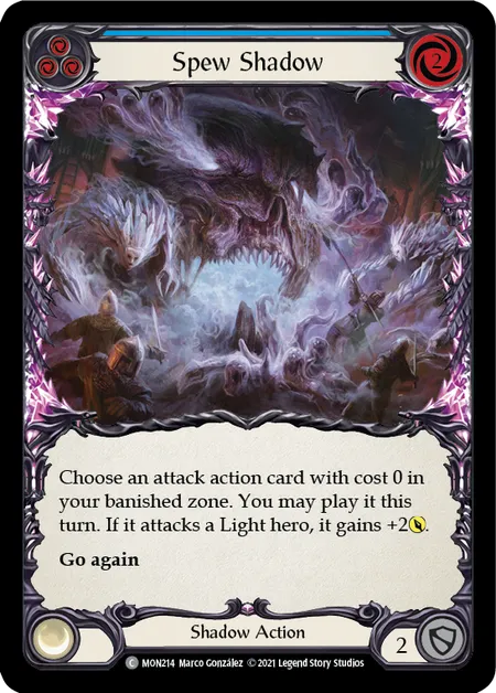 (MON214) Flesh & Blood TCG Monarch - First Single: Spew Shadow (Blue) (Rainbow Foil)  Common