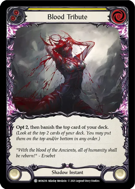 (MON216) Flesh & Blood TCG Monarch - First Single: Blood Tribute (Yellow) (Regular)  Common