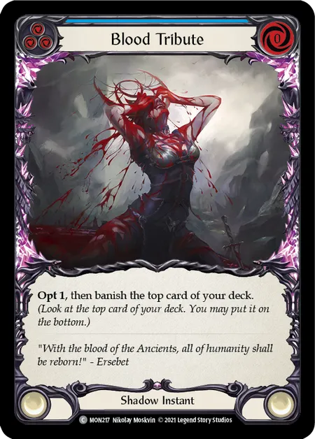 (MON217) Flesh & Blood TCG Monarch - First Single: Blood Tribute (Blue) (Rainbow Foil)  Common