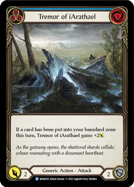 (MON256) Flesh & Blood TCG Monarch - First Single: Tremor of iArathael (Blue) (Rainbow Foil)  Rare