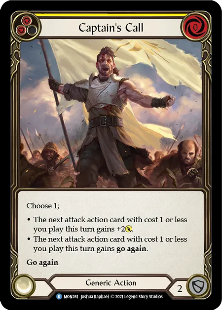 (MON261) Flesh & Blood TCG Monarch - First Single: Captain's Call (Yellow) (Regular)  Rare