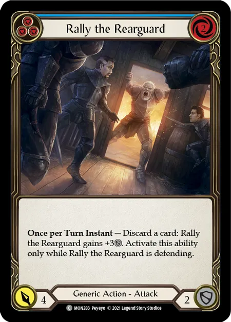 (MON283) Flesh & Blood TCG Monarch - First Single: Rally the Rearguard (Blue) (Rainbow Foil)  Common