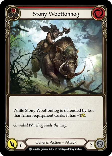 (MON284) Flesh & Blood TCG Monarch - First Single: Stony Wootonhog (Red) (Regular)  Common