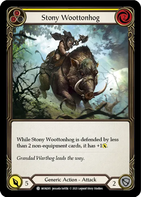 (MON285) Flesh & Blood TCG Monarch - First Single: Stony Wootonhog (Yellow) (Regular)  Common