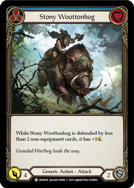 (MON286) Flesh & Blood TCG Monarch - First Single: Stony Wootonhog (Blue) (Rainbow Foil)  Common