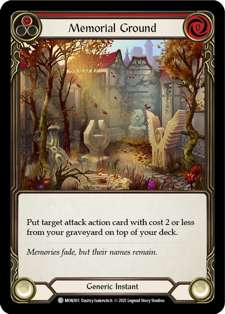 (MON303) Flesh & Blood TCG Monarch - First Single: Memorial Ground (Red) (Rainbow Foil)  Common