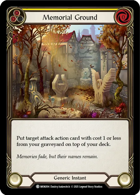 (MON304) Flesh & Blood TCG Monarch - First Single: Memorial Ground (Yellow) (Rainbow Foil)  Common