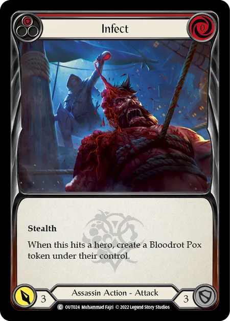 (OUT024) Flesh & Blood TCG Outsiders Single: Infect (Red) (Rainbow Foil)  Common