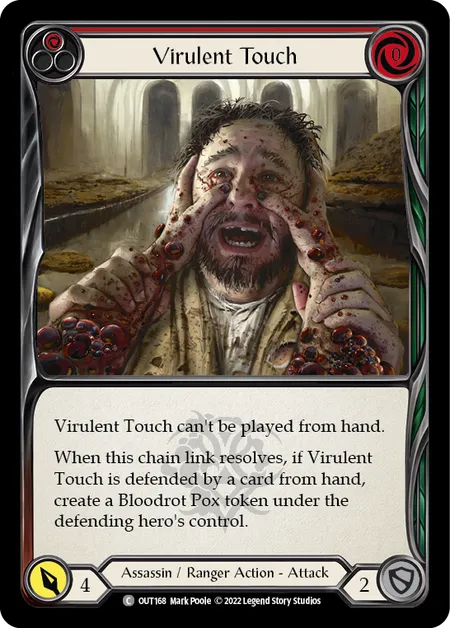 (OUT168) Flesh & Blood TCG Outsiders Single: Virulent Touch (Red) (Regular)  Common