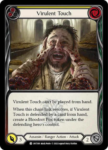 (OUT169) Flesh & Blood TCG Outsiders Single: Virulent Touch (Yellow) (Rainbow Foil)  Common