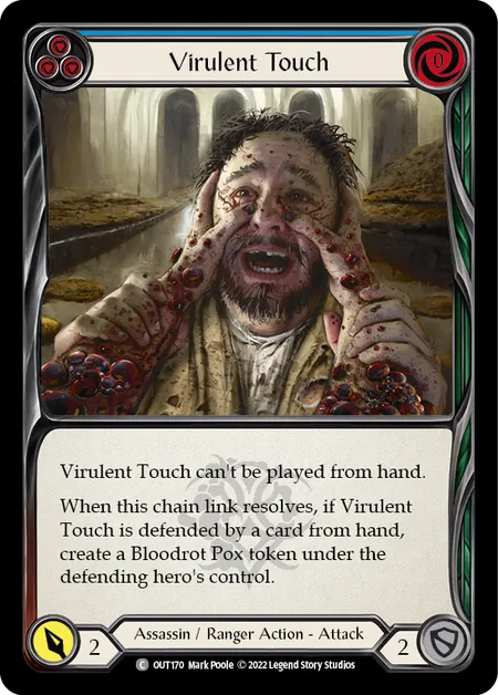 (OUT170) Flesh & Blood TCG Outsiders Single: Virulent Touch (Blue) (Rainbow Foil)  Common