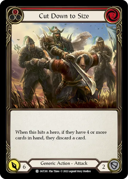 (OUT201) Flesh & Blood TCG Outsiders Single: Cut Down to Size (Red) (Rainbow Foil)  Common