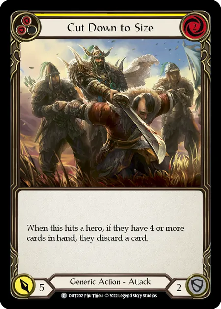 (OUT202) Flesh & Blood TCG Outsiders Single: Cut Down to Size (Yellow) (Rainbow Foil)  Common