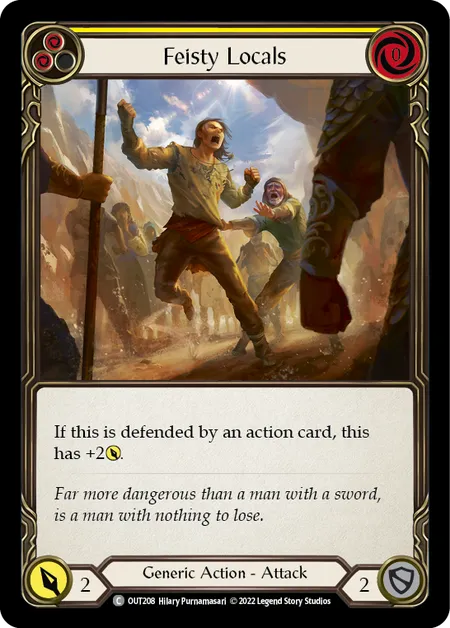 (OUT208) Flesh & Blood TCG Outsiders Single: Feisty Locals (Yellow) (Regular)  Common