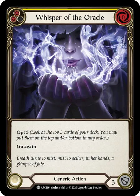 (ARC216) Flesh & Blood TCG Arcane Rising - Unlimited Single: Whisper of the Oracle (Yellow) (Regular)  Common