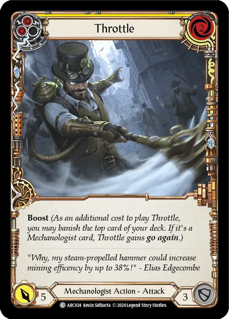 (ARC024) Flesh & Blood TCG Arcane Rising - Unlimited Single: Throttle (Yellow) (Regular)  Common