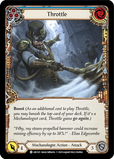 (ARC025) Flesh & Blood TCG Arcane Rising - Unlimited Single: Throttle (Blue) (Regular)  Common