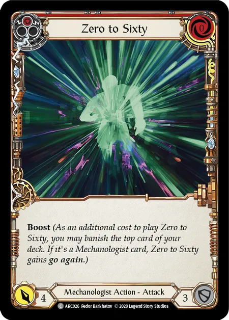 (ARC026) Flesh & Blood TCG Arcane Rising - Unlimited Single: Zero to Sixty (Red) (Rainbow Foil)  Common