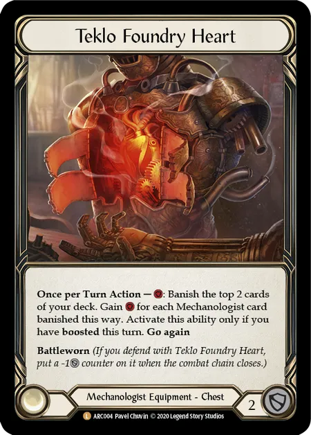 (ARC004) Flesh & Blood TCG Arcane Rising - Unlimited Single: Teklo Foundry Heart (Rainbow Foil)  Legendary