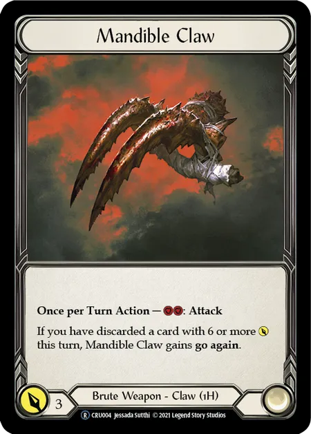 (CRU004) Flesh & Blood TCG Crucible of War - Unlimited Single: Mandible Claw (Regular)  Rare