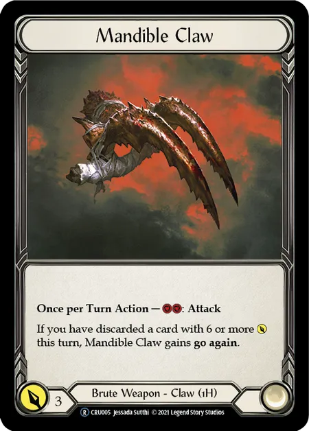 (CRU005) Flesh & Blood TCG Crucible of War - Unlimited Single: Mandible Claw (Rainbow Foil)  Rare