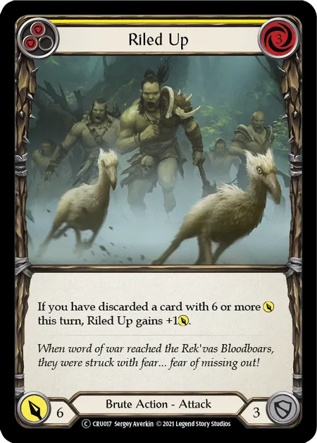 (CRU017) Flesh & Blood TCG Crucible of War - Unlimited Single: Riled Up (Yellow) (Rainbow Foil)  Common