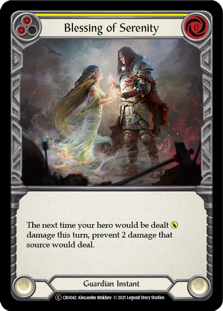 (CRU042) Flesh & Blood TCG Crucible of War - Unlimited Single: Blessing of Serenity (Yellow) (Regular)  Common